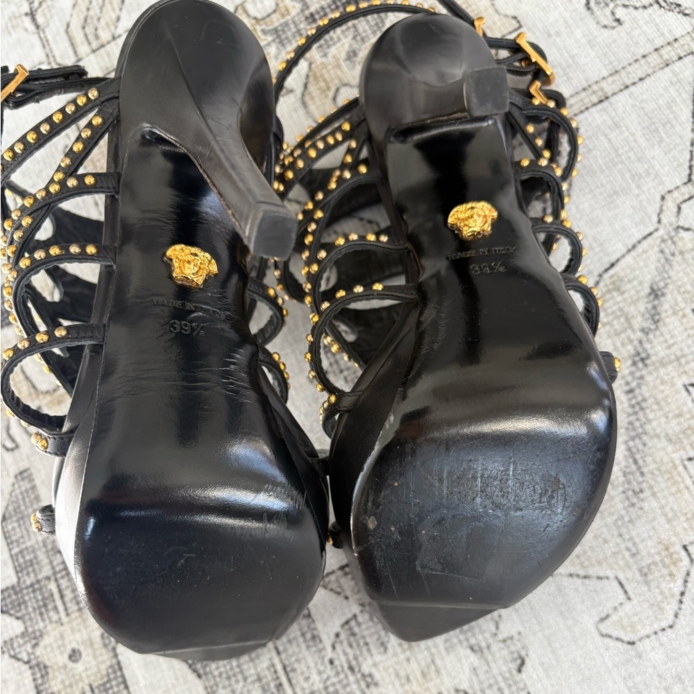 Versace Black Heels with Gold Studs - Picture 5 of 8
